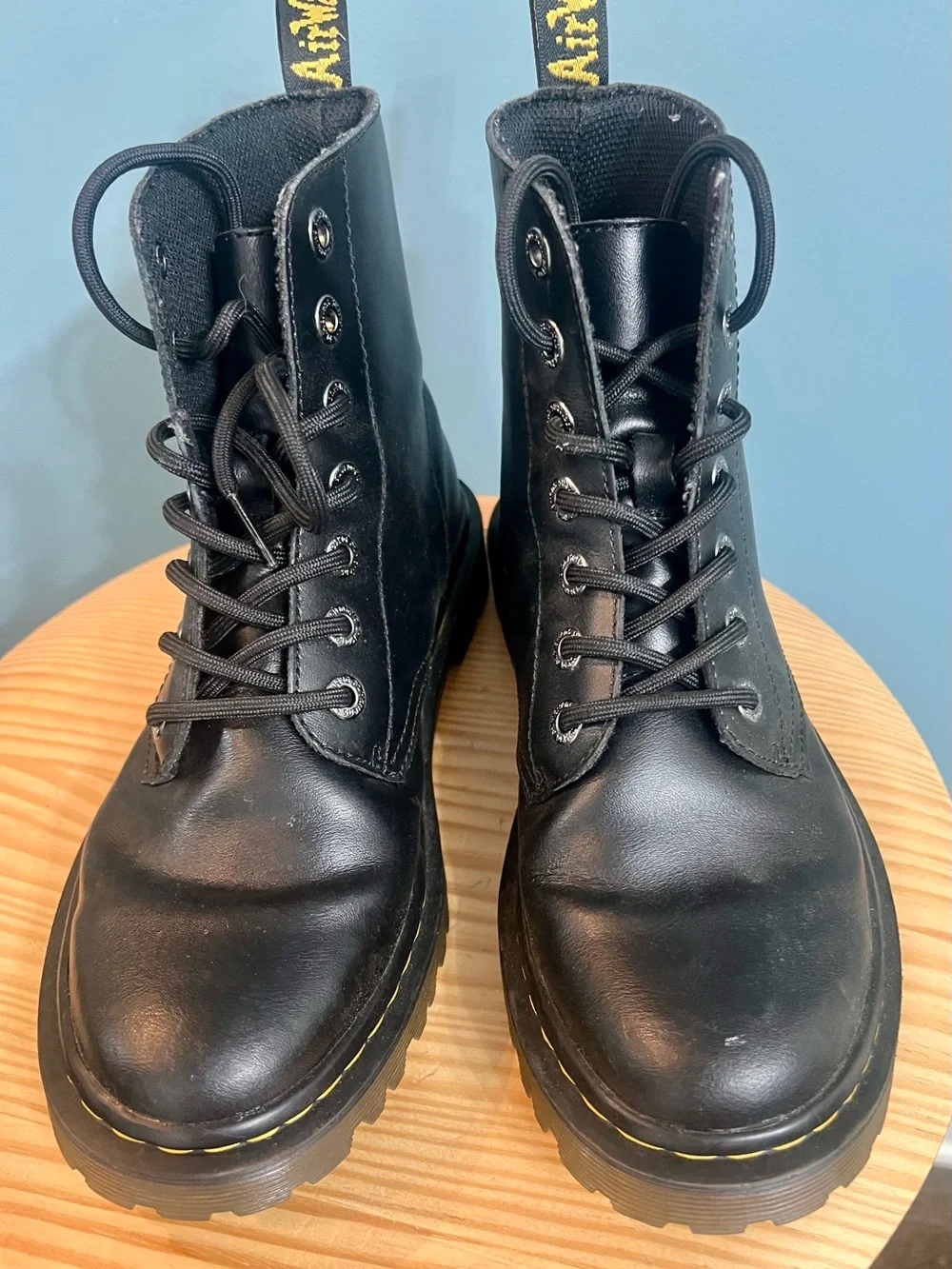 Dr. Martens Luana Black Leather 7 Eye Combat Boots Women’s US 7 EU 38